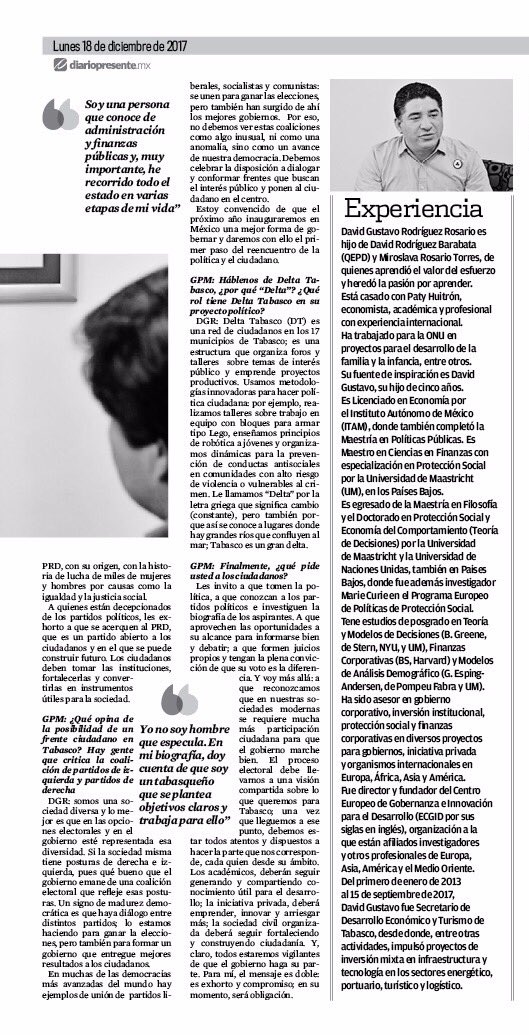 DavidGustavoRR's tweet photo. Les comparto nuevamente mi entrevista publicada en @DiarioPresente, en la que opino sobre el Frente (.) #PorMéxicoAlFrente #Tabasco #CambiemosLaHistoria @RicardoAnayaC @gerardogaudiano https://t.co/UhKu1Jjqz4