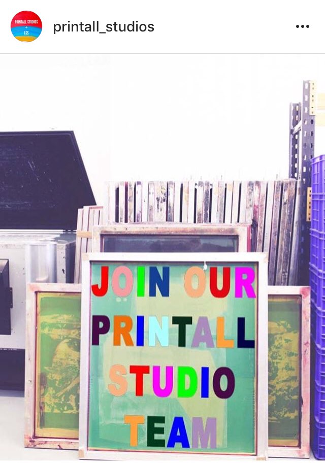 #DID YOU HEAR?! We are hiring a new technician to join our friendly team. If you are interested in screen printing or everything creative then send over a CV to info@printallstudios.co.uk or call 02072 320 363 #NowHiring #screenprinting #freelance #creative