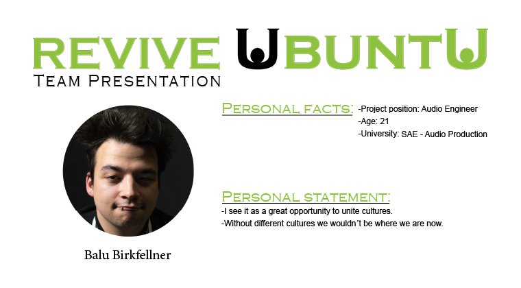 ReviveUbuntu's tweet photo. We are going to publish our two last team members today.
Both are responsible for the sound in our videos. 

The first person is: Balu Birkfellner 

Stay tuned for the second and last person from our presentation!
#reviveUbuntu #wearenotLinux https://t.co/blacPQ886x