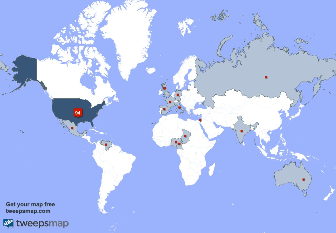 jdjjohnson50's tweet photo. My followers live in USA (92%), Israel(1%)... Get your free map: https://t.co/b9ibmvcnNx https://t.co/5psZpff8XM