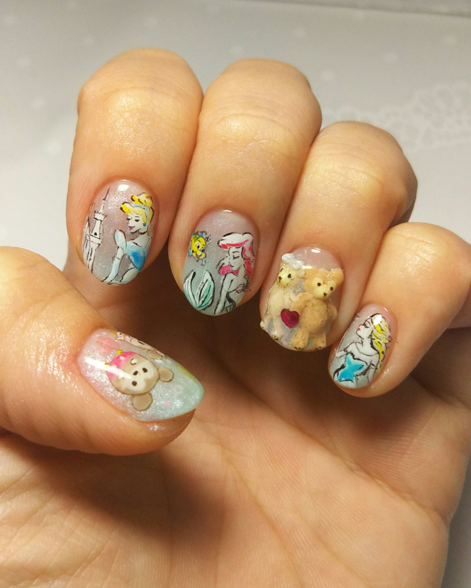 Hisae Nail ディズニーネイル ディズニー行くのかっていうネイルだなこれ 行く予定ないですけども 艸 ネイル 痛ネイル キャラネイル アート ジェルネイル ディズニーネイル ディズニープリンセス ダッフィー Nail Disneynails T Co