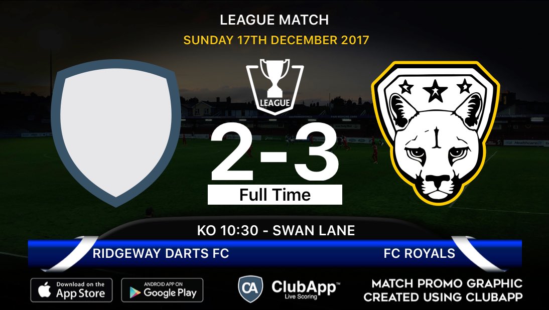 FCRoyals10's tweet photo. Sun 17th Dec
@fcroyals10 Vs Ridgeway Darts
KO 10:30 at Swan Lane 
#FCR #DaRoyals #ClubApp

Goals: @stefman32 ⚽️⚽️⚽️
MOM: @Tamiejaylor 🏆 https://t.co/YblOmWMzLJ