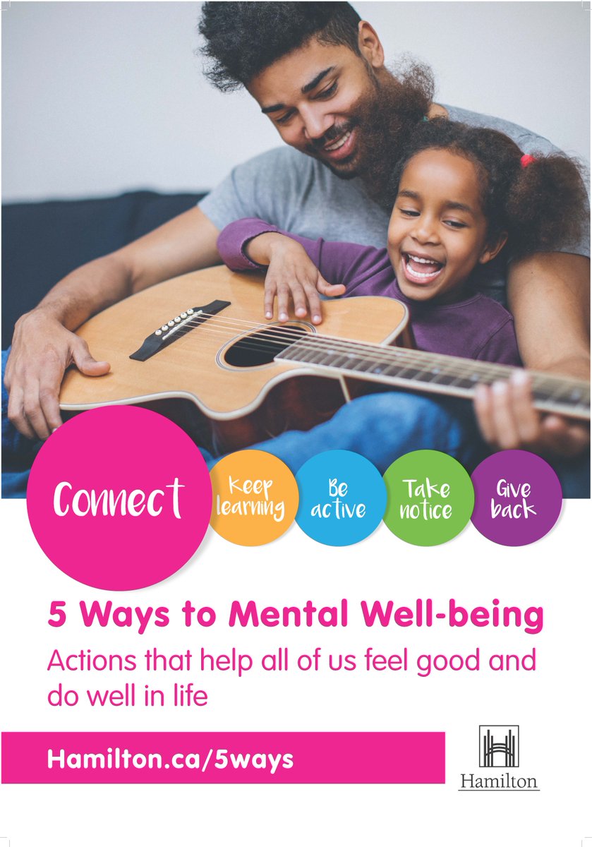 There are 5 ways to mental well-being: Connect, Keep Learning, Be Active, Take Notice and Give Back. Read more and share: bit.ly/2z4vMmt #HamOnt