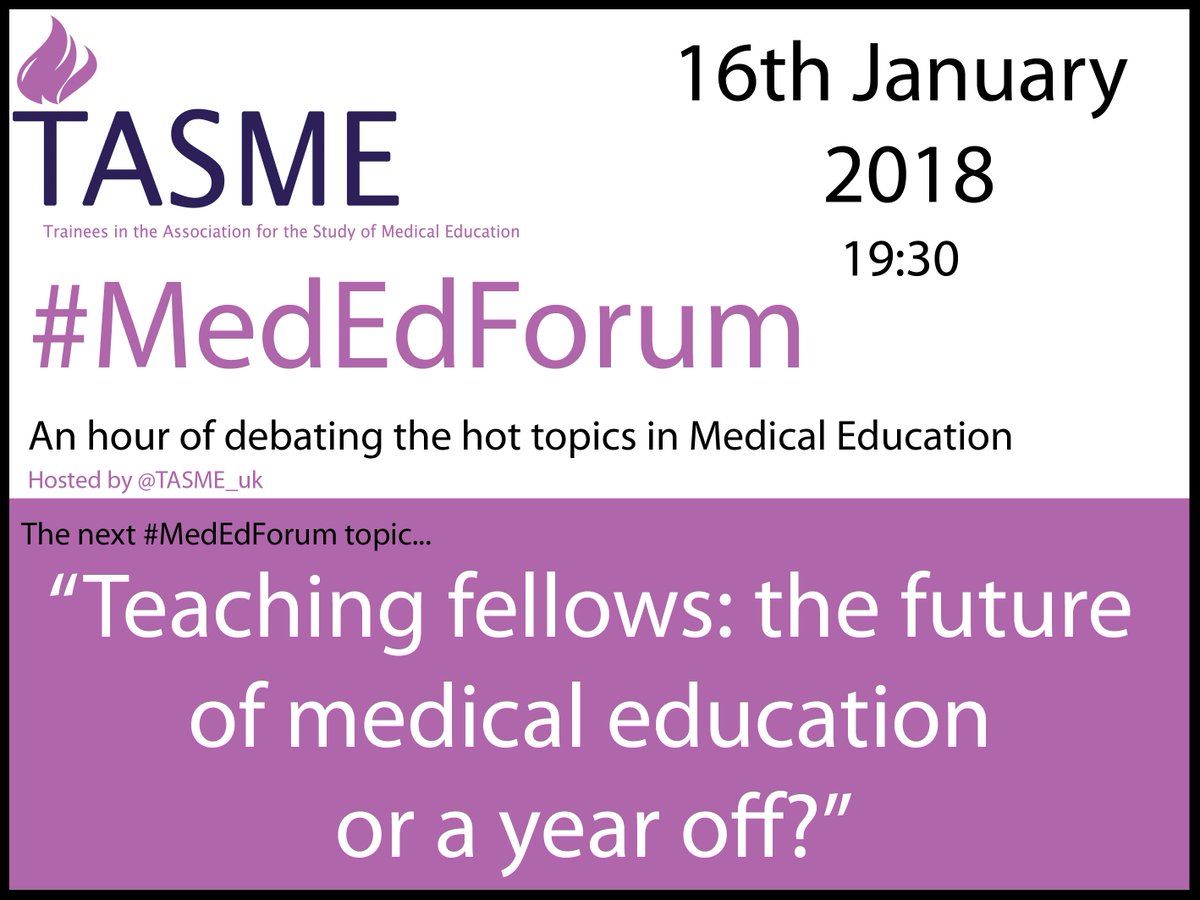 asmeofficial's tweet image. Coming soon to a twitter feed near you:  @tasme_uk are holding a twitter on  'Teaching Fellows: the future of medical education or a year off?" Tues 16th Jan, 19:30. Please RT!