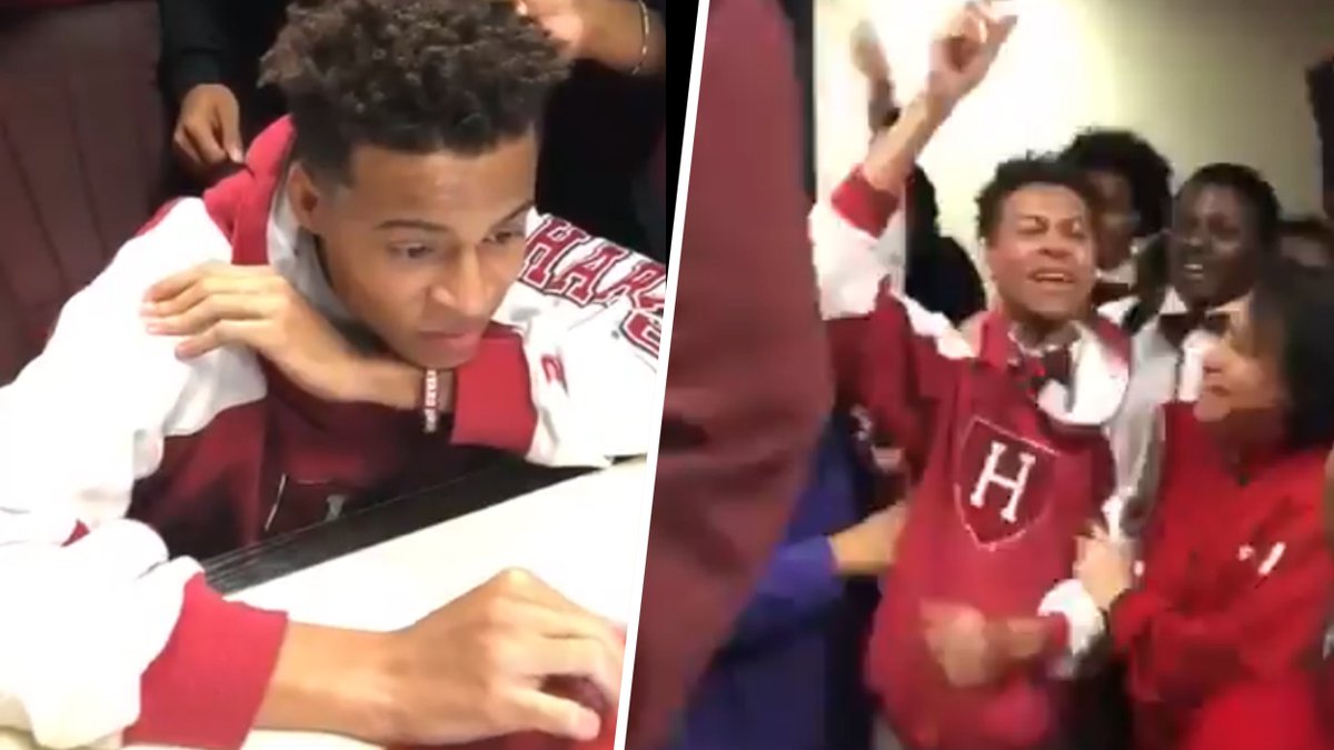 MLMInsurance's tweet image. Classmates explode with joy the moment teen learns he got into Harvard: on.today.com/2zdt2VJ watch this!