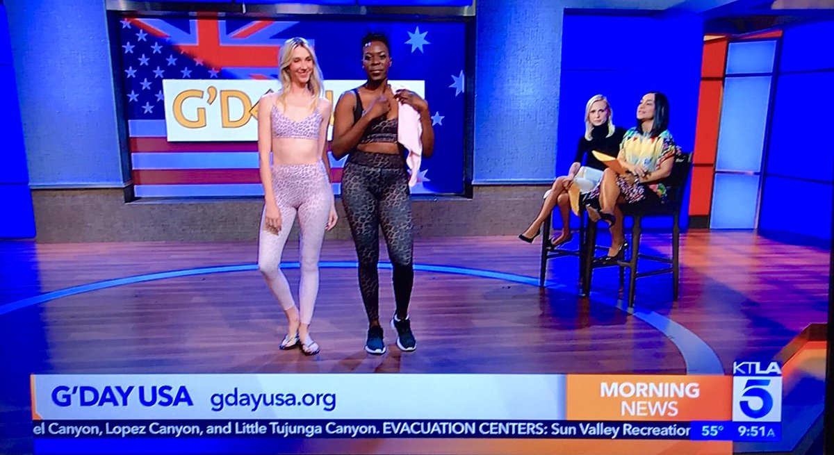 GDAYUSAofficial's tweet photo. How to stay fit and look greatโจ: performance @vieactivewear, part of the #AussieCollective pop up on @KTLAMorningNews this a.m., and all month at @WestfieldCC! ๐๐ผ๐ฆ๐บ๐๐๐ https://t.co/MV0oucU4Ry