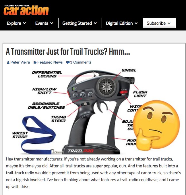 Axialrc's tweet image. #TrailTransmitter DANG! That #PeterVieira of @rccaraction makes a good case! Read on: rccaraction.com/transmitter-ju… #ScaleTrail