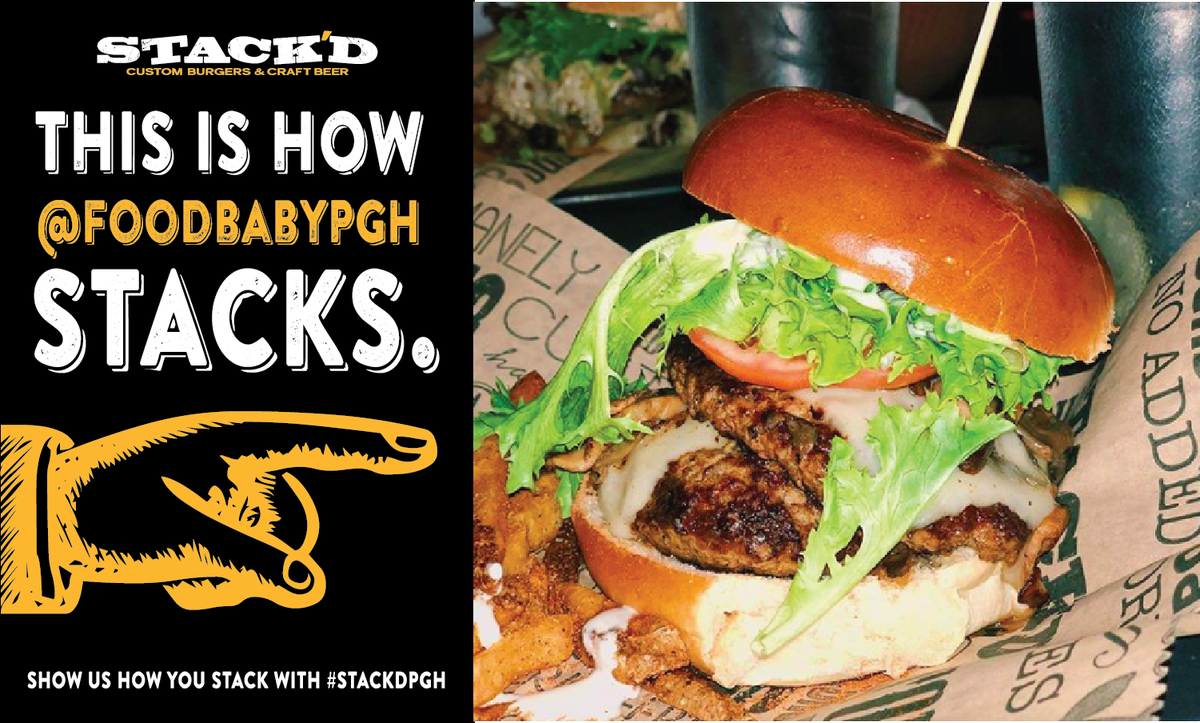 StackdWexford's tweet photo. We love seeing your custom creations! Share your work of burger-art with us by tagging us on social media or using #stackdpgh! https://t.co/4sHwzuSfTN
