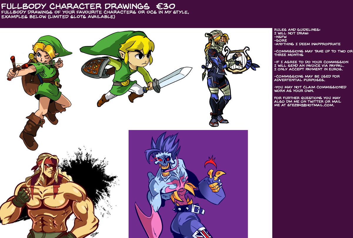 New commission sheet is up folks (now including digital art)! Hope you'll consider commissining me, RTs are greatly appreciated. #commissionsopen