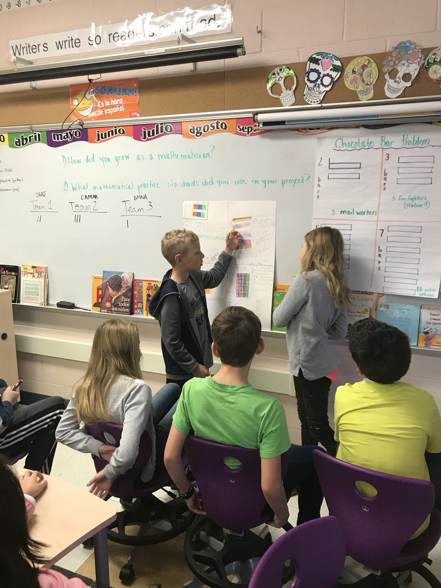MrsGreenA2's tweet image. Extended Math fourth graders presented their projects yesterday. Now it’s time to deliver chocolate bars to our community helpers! @HaisleyA2 #ExtendedMath #everydayfractions