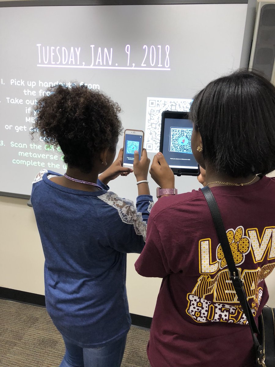 Mrs_Rowe12's tweet photo. Using @MetaverseApp as a 🛎 ringer for class today! #ARinclass #engagement247 #beboldcrjh #bethelegacy @katyisd @crjhcoyotes https://t.co/AkwjMGhaAB