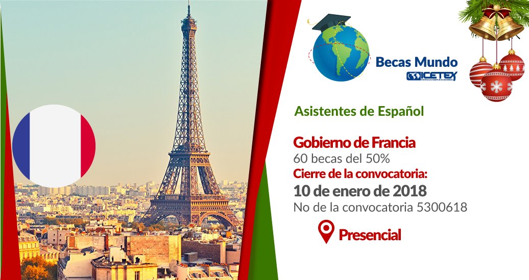 ICETEX's tweet photo. ¡Se acaba el plazo para que apliques a esta gran oportunidad de ser #AsistenteDeIdiomas en Francia! Encuentra la información aquí👉 https://t.co/uNFLu05Unp https://t.co/3xUiOQeGfX