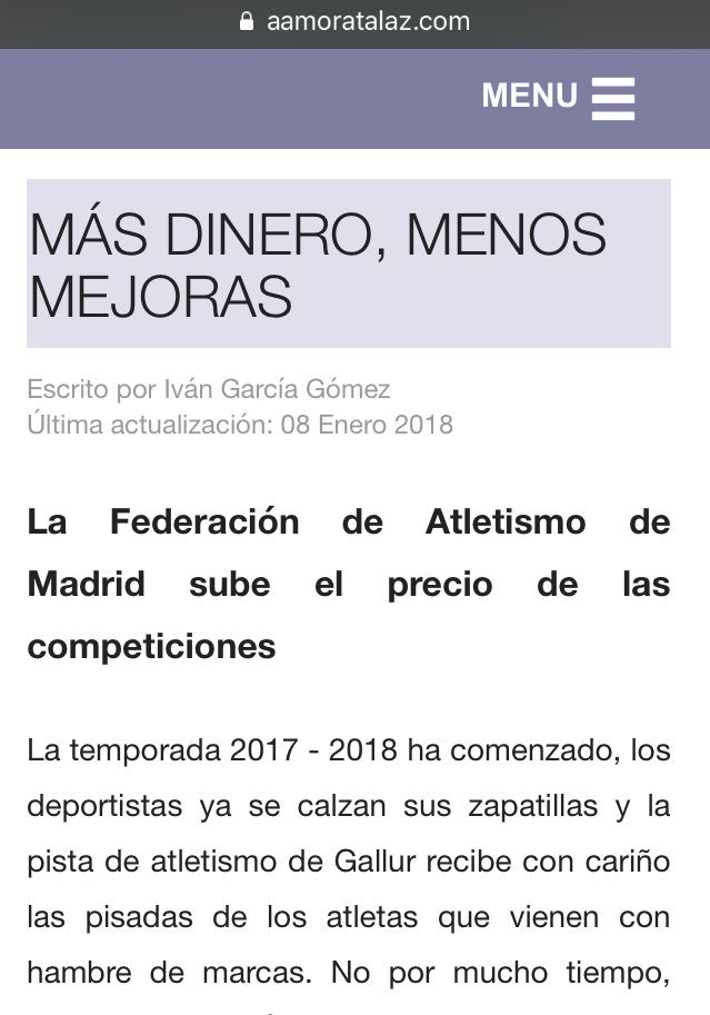 No os perdáis este artículo que publicamos hace unos días manifestando nuestro descontento, y el de muchos atletas, con la gestión de la federación. 
👉🏼 aamoratalaz.com