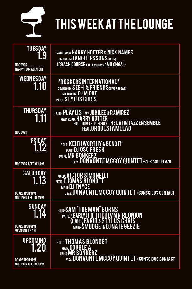 18thSTLounge's tweet photo. This Week & Beyond At ESL @hotterthisyear @Seei @DJ_M_Dot @styluschris @jazsnga @jubileedc #KeithWorthy @DJ_Oso_Fresh @mr_bonkerzzz @DonvonteMccoy @joot29 @CnsciousCntact @VictorSimonelli @thomasblondet @DJTnyce30 @SamTheManBurns @smudgetown #Farid #FifthColvmn @thedjdoublea #ESL https://t.co/NULutdhnMi