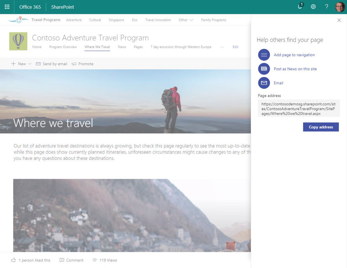 SharePoint's tweet photo. ROLLING OUT + NEW BLOG
Numerous #SharePoint page and image editing capabilities heading to Targeted Release customers in #Office365.

- Faster time to creation
- Enhanced look &amp; feel control
- Increased promotion opportunities

https://t.co/ZECKnEUf5R https://t.co/O2GAQePa20