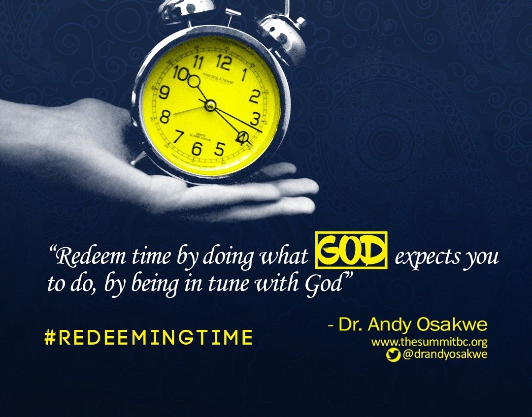 SummitAbuja's tweet photo. How do you redeem time?
Make up your mind to be in tune with God, so that you can hear from Him, and do what He expects you to do.
____
Dr Andy
#HolySpirit #SummitBC #drandyosakwe #redeemingtime #intunewithGod #time https://t.co/GUgwo04iCe
