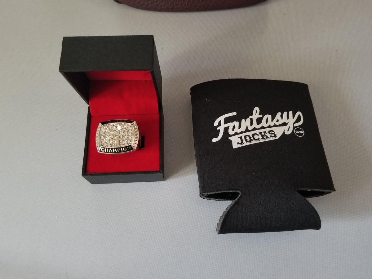 BlockBuster_Guy's tweet photo. #Champion of The Professionals Dynasty Fantasy Football League for 2017! Thank you @FantasyJocks for the incredible ring! #FantasyJocks #FantasyFootball #FantasyChampion #FantasyPlayoffs #TheChamp #TheChampIsHere #Dynasty #DynastyFootball #DynastyTrades https://t.co/uHmDkh58JD