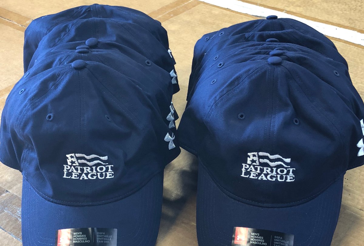 Hard at work this morning embroidering hats for the <a href="/PatriotLeague/">Patriot League</a>. No job is too big or too small for us. Let us know what we can do for your organization or company!