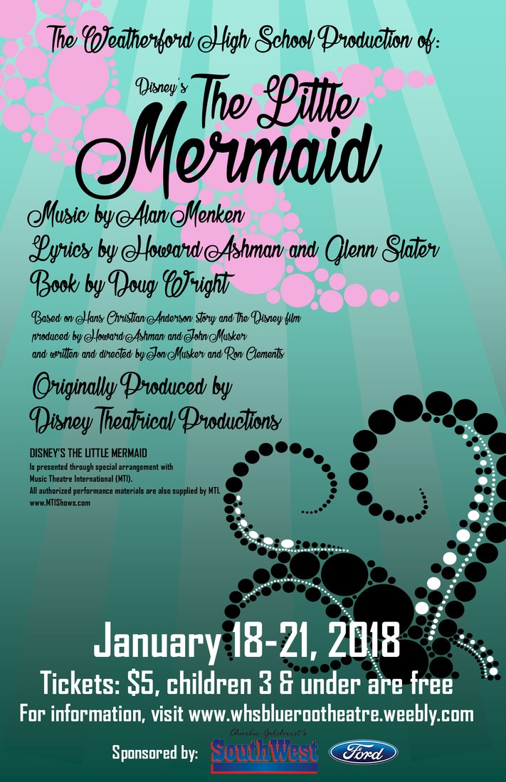 WHSGrassBurr's tweet photo. The WHS will be putting on their Production of The Little Mermaid! The show will take place in the Durant Auditorium on January 18-21. Tickets are $5 at the door. https://t.co/hvciaYLURN
