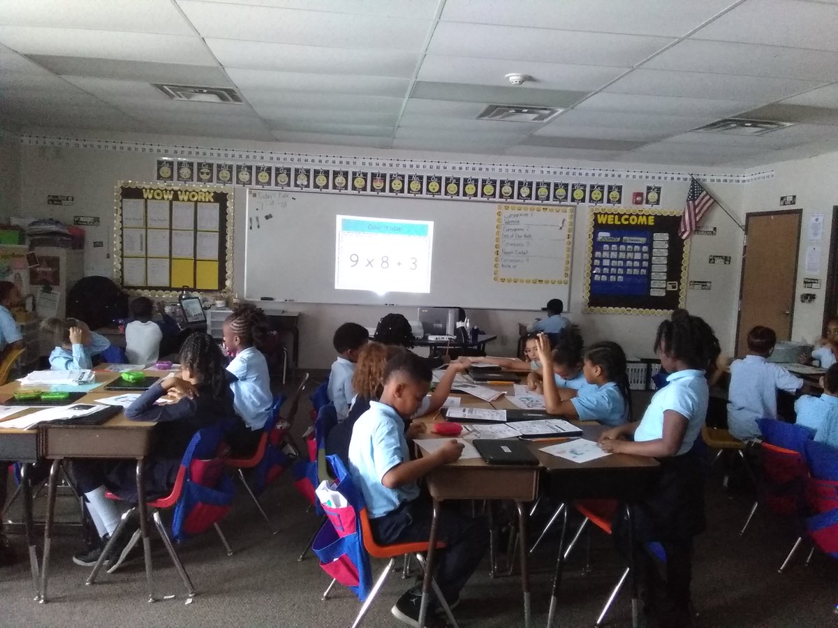TyBrown113's tweet photo. Playing a math game; solve the problem before the slide changes!! 2018 #2kschool https://t.co/AHQ1N09t21