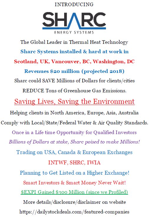 TOP10STOCKS's tweet photo. #American &amp; #Canadian Investors now have an #opportunity to learn and #Profit from a technology company winng #medals for its #patented tech with extremely high #ROI -->Sharc, $INTWF $SHRC
Find out More click here  https://t.co/zhPblztAbo https://t.co/tqfsHtA5yH