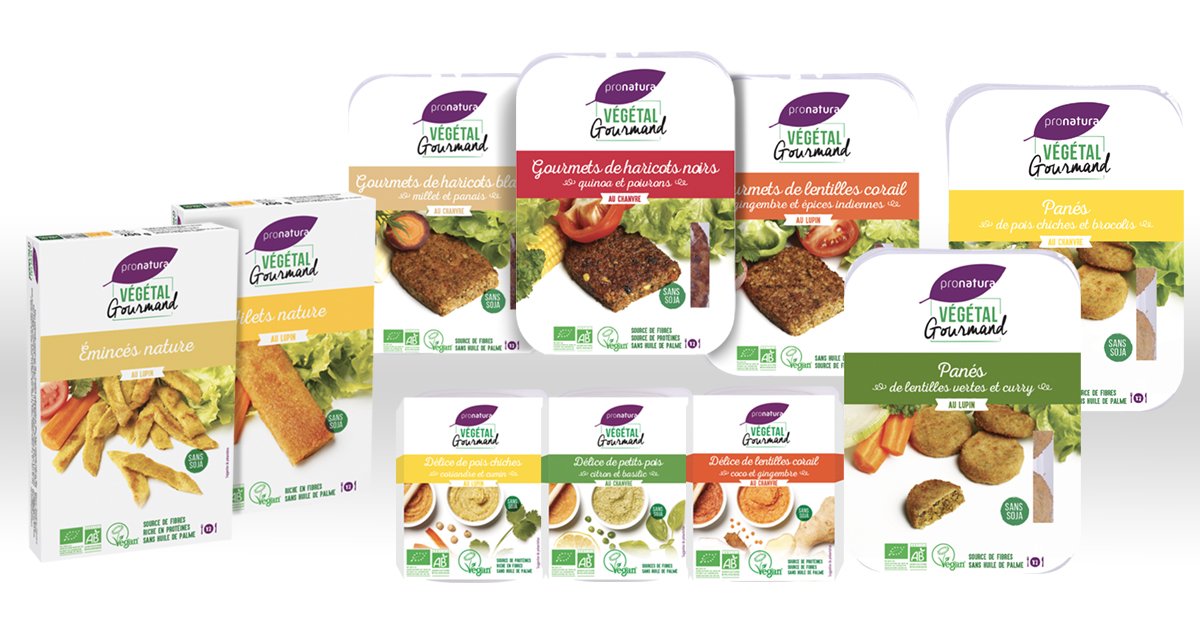 VegetalGourmand's tweet image. 2018 : Nouvelle année, nouvelle gamme, vous allez découvrir ici nos nouveaux gourmets, délices et panés, à base de lupin ou de chanvre, associés à des légumineuses, pour explorer toute la richesse du monde végétal... Vegan, et sans soja !