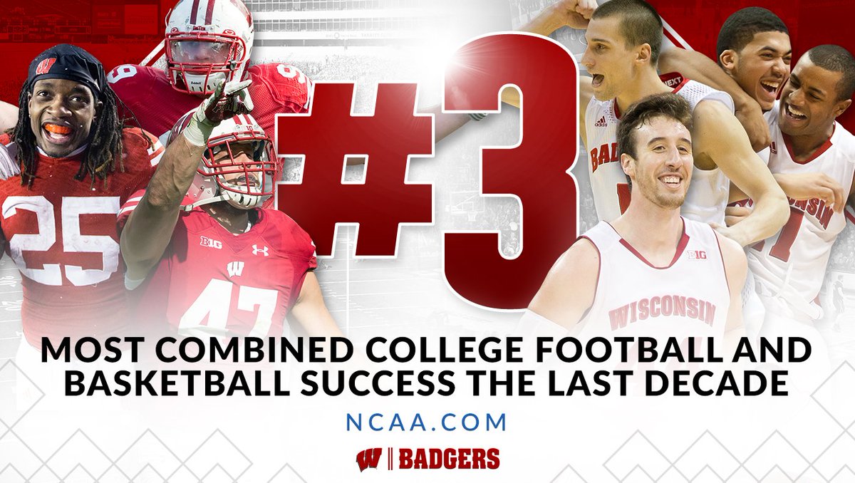 UWBadgers's tweet photo. NCAA record 15 straight years with a bowl game and a NCAA tournament appearance

The #Badgers are among the best schools the past decade

📰 https://t.co/gr7NkJ1nYS https://t.co/kQErS8K6FI