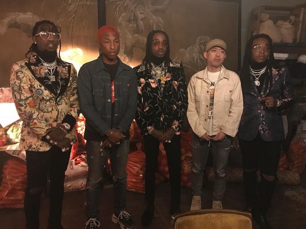 hypebeastmusic's tweet photo. GOATS. @OffsetYRN @Pharrell @QuavoStuntin @nigoldeneye @1YoungTakeoff https://t.co/YfJlRC4ERJ