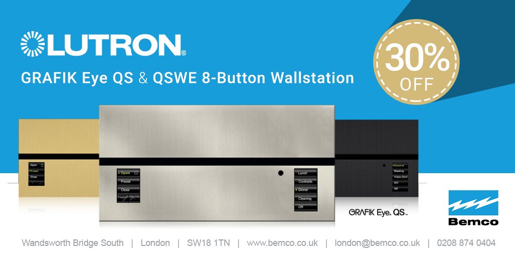 bemcoelectrical's tweet photo. What #lightcontrols are you using? Bemco now offers 30% off the #Lutron GRAFIK Eye QS Lutron and the QSWE-8BRL 8-Button Wallstation - get in touch: https://t.co/k5NthCxSck #smarthome #homeautomation @Lutron_EU https://t.co/rbvxD9Iq1d