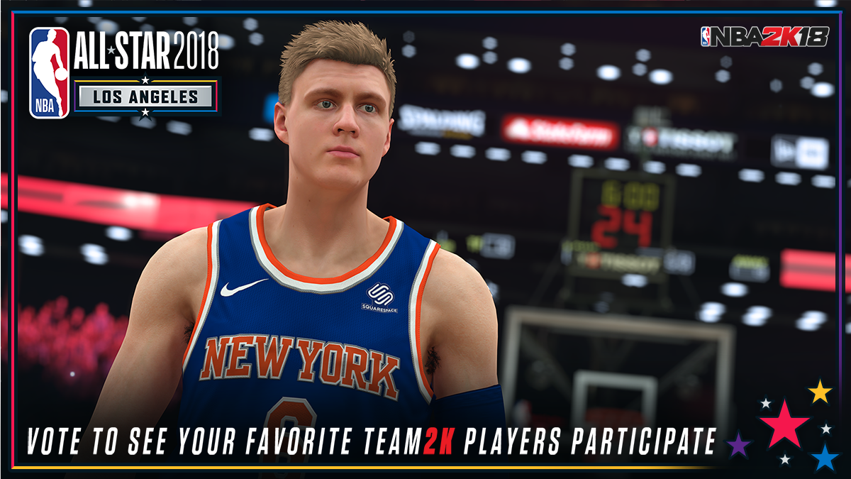 NBA2K's tweet photo. RETWEET TO VOTE FOR #TEAM2K’s Kristaps Porzingis! Only 6 days left to cast your votes! #NBAVote https://t.co/dmB8Kbp85d
