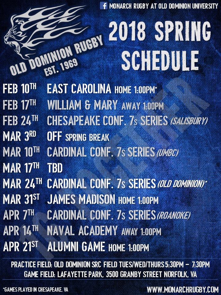 ODURugby_'s tweet photo. Men’s Rugby schedule for this spring! Practices start 1/16 https://t.co/JxsqwXUED5