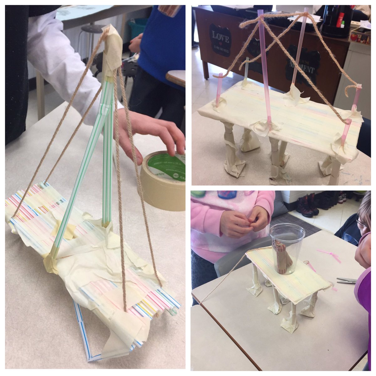 MissHenryTweets's tweet photo. Building straw bridges! Can your bridge hold a cup of 100 pennies without falling over? https://t.co/vWIF4ourWL