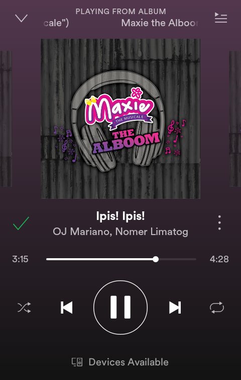 iammorinel's tweet photo. Listening to Maxie the Alboom (Songs from "Maxie the Musicale") by Various Artists since wla ang pakner ko para manood ng #ONSMaxie - your resident #teambahay https://t.co/UnG1yExliV
