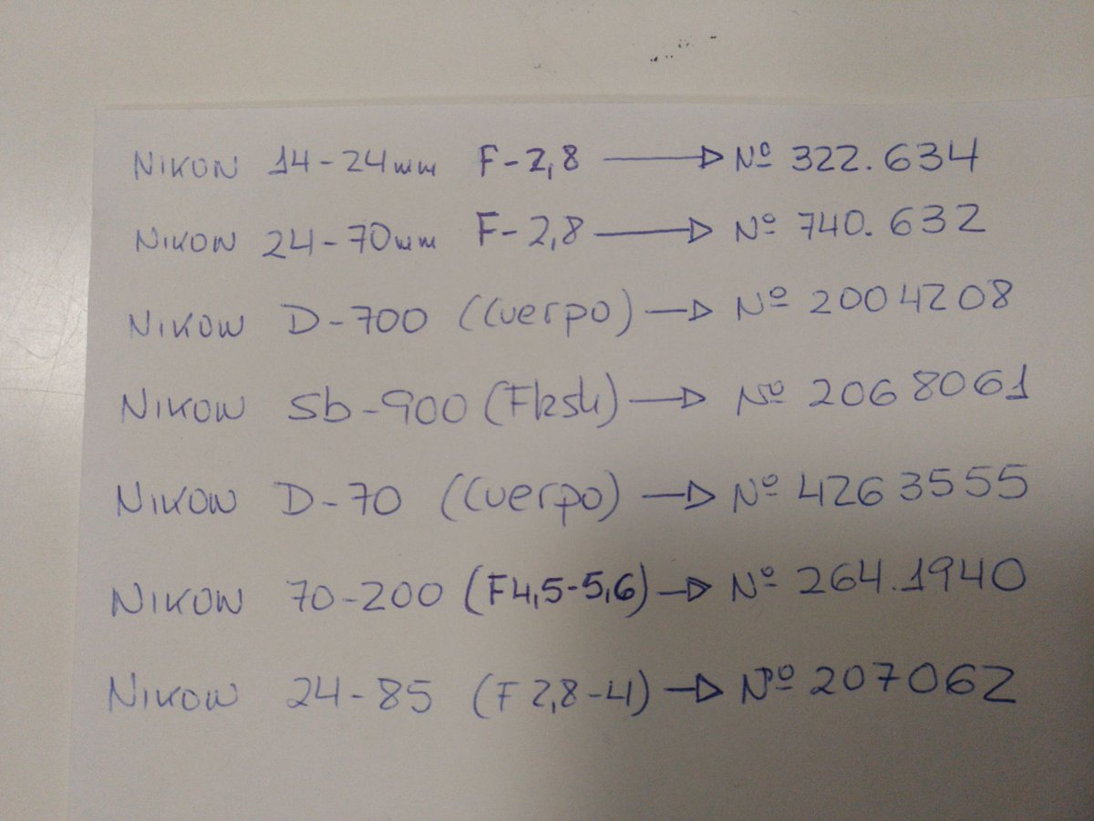 xatakafoto's tweet image. Relación de material fotográfico robado en el estudio de Fernando Geijo en Oviedo. Si a alguien le intentan vender alguna de estas cámaras u objetivos que le avise