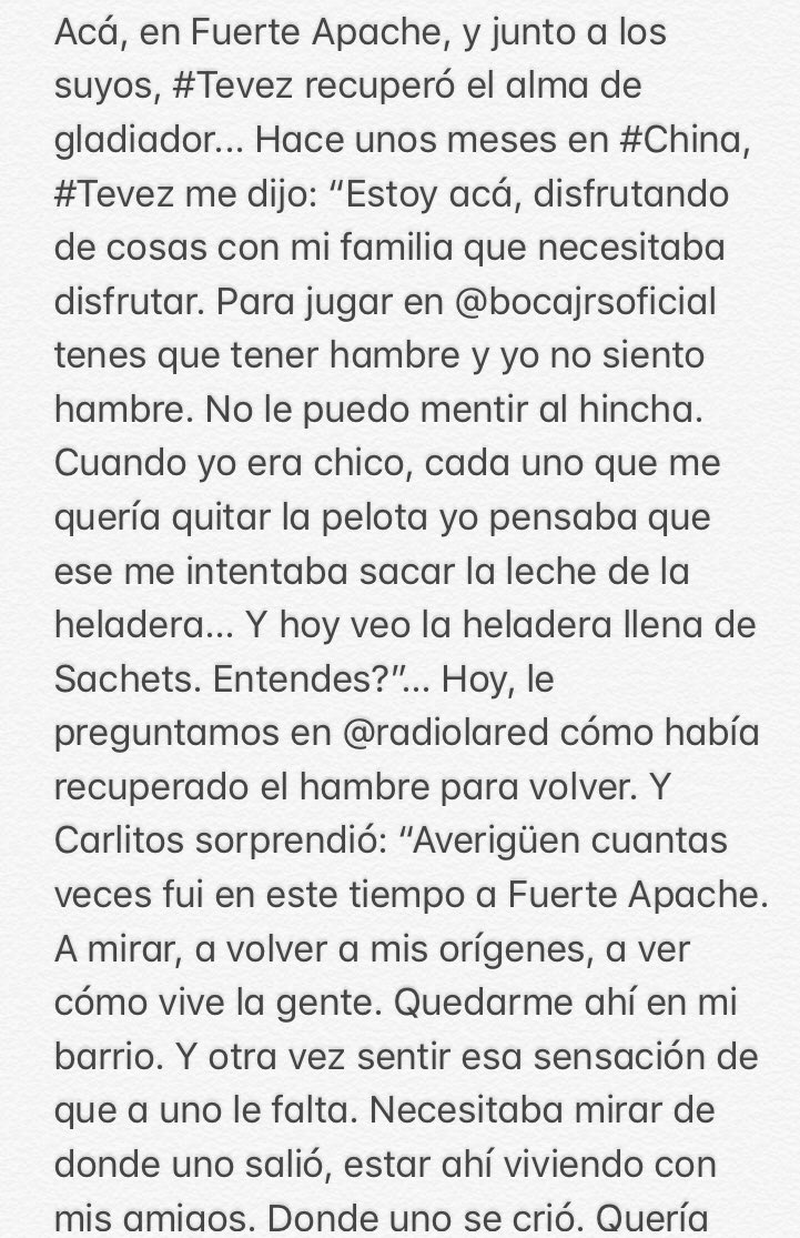 arevalo_martin's tweet photo. #Tevez contó en @radiolared cómo recuperó el alma gladiador que siempre había tenido. Llámelo hambre... impresionante. @DegoTevez podes agregar algún capítulo? 👏 https://t.co/LiA599wsJB