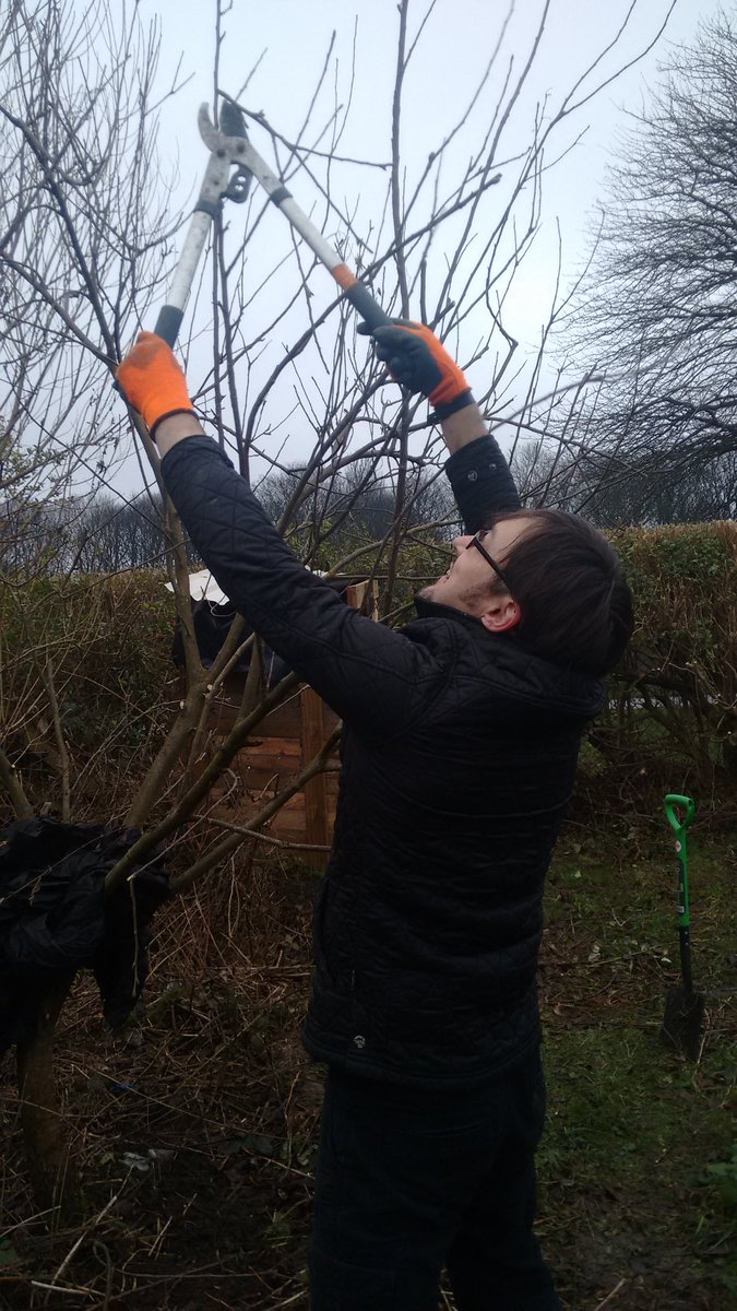 Pruning session at 'The Lost Plot' today, whatever the weather we always have a good time! 😊 @HydeParkSource <a href="/forwardleeds/">Forward Leeds</a> <a href="/RecoveryLeeds/">Recovery Leeds</a>