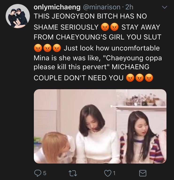 twice_protect's tweet photo. Conta que está sempre direcionando ódio para algumas integrantes do Twice, até mesmo chegou a desejar a morte da Jeongyeon. DENUNCIEM!!! https://t.co/oDvOnmGtrm