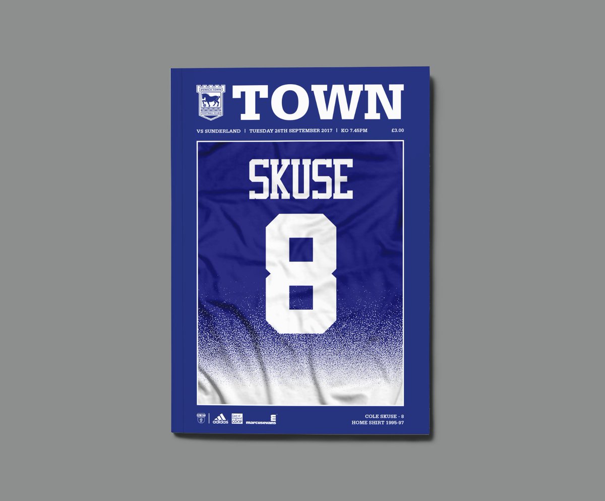 Parrott_Design's tweet photo. Ipswich Vs Sunderland 26.09.17. One of a few great nights at Portman Road this season saw the Tractorboys beat the Black Cats 5-2! Cole Skuse Home Shirt 1995-97 #itfc #ipswich #football #footballprogrammes #footballprogramme #tractorboys #editoriallayout #editorialdesign https://t.co/yWyAVxbtTj