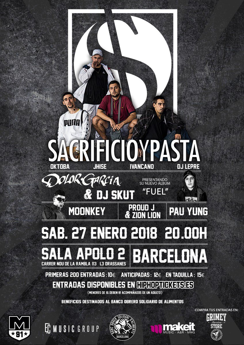 [BARCELONA] CONCIERTO SOLIDARIO 27 DE ENERO. COMPRA TUS ENTRADAS EN <a href="/GrimeyStoreBCN/">Grimey Store BCN</a> O EN HIPHOPTICKETS.ES