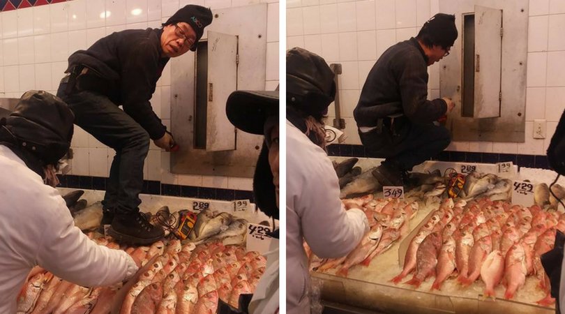 channel2kwgn's tweet photo. Worker caught on camera stepping on fish for sale at New York market https://t.co/zXl4tn7xKa https://t.co/iUqadSF7Mt