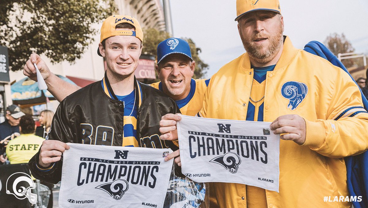RamsNFL's tweet photo. We're giving away 🔟 #LARams NFC West Champions rally towels! 

RT to enter for a chance to win! #ThankYouRamsFans

Rules » https://t.co/i5aPG74XVd https://t.co/FY0JFbvBYO