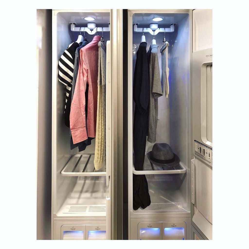 LHoltCreative's tweet photo. First exciting find of the day. An 18โ steam closet. No plumbing needed, just add water to lower container and have fresh clean clothes in minutes. @lgusa #kbiskickoff #sksfavoritefinds #candcsweepstakes https://t.co/UXaLoYEACS https://t.co/00F92g1zmH