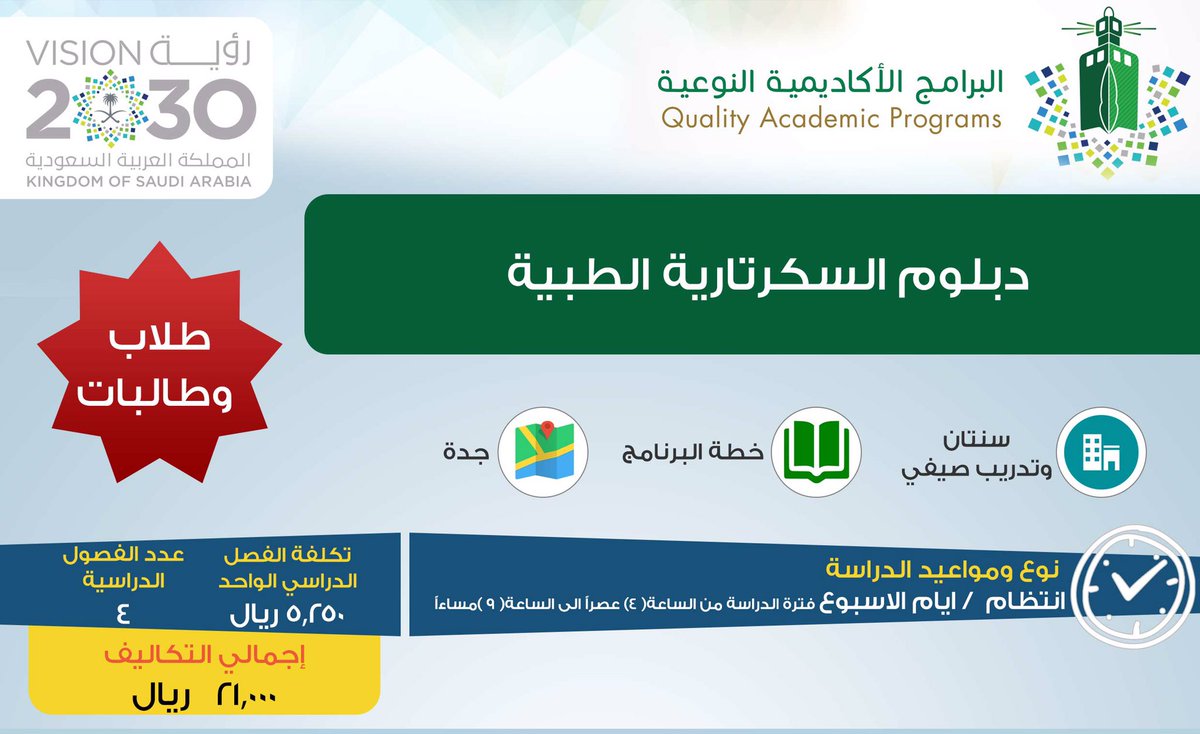 qap_kau's tweet photo. هل أكملت الثانوية العامة وترغب في الحصول على الدبلوم؟
تقدم الآن وادعم مسارك الوظيفي بشهادة معتمدة. رابط التقديم للبرامج عبر::
https://t.co/C5oARTXsLc
#الدبلومات_الأكاديمية_النوعية
#جامعة_الملك_عبدالعزيز https://t.co/FIddiRFsDb