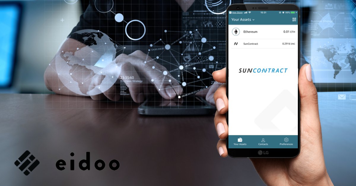sun_contract's tweet photo. The SunContract token is listed on the @eidoo_io wallet. Token holders can use the wallet to store their tokens on a phone. In the future, you will be able to utilize their built-in exchange that will provide trading pairs for SNC: https://t.co/iQuronvAwj #usethesun #suncontract https://t.co/NpJyVSqj2L