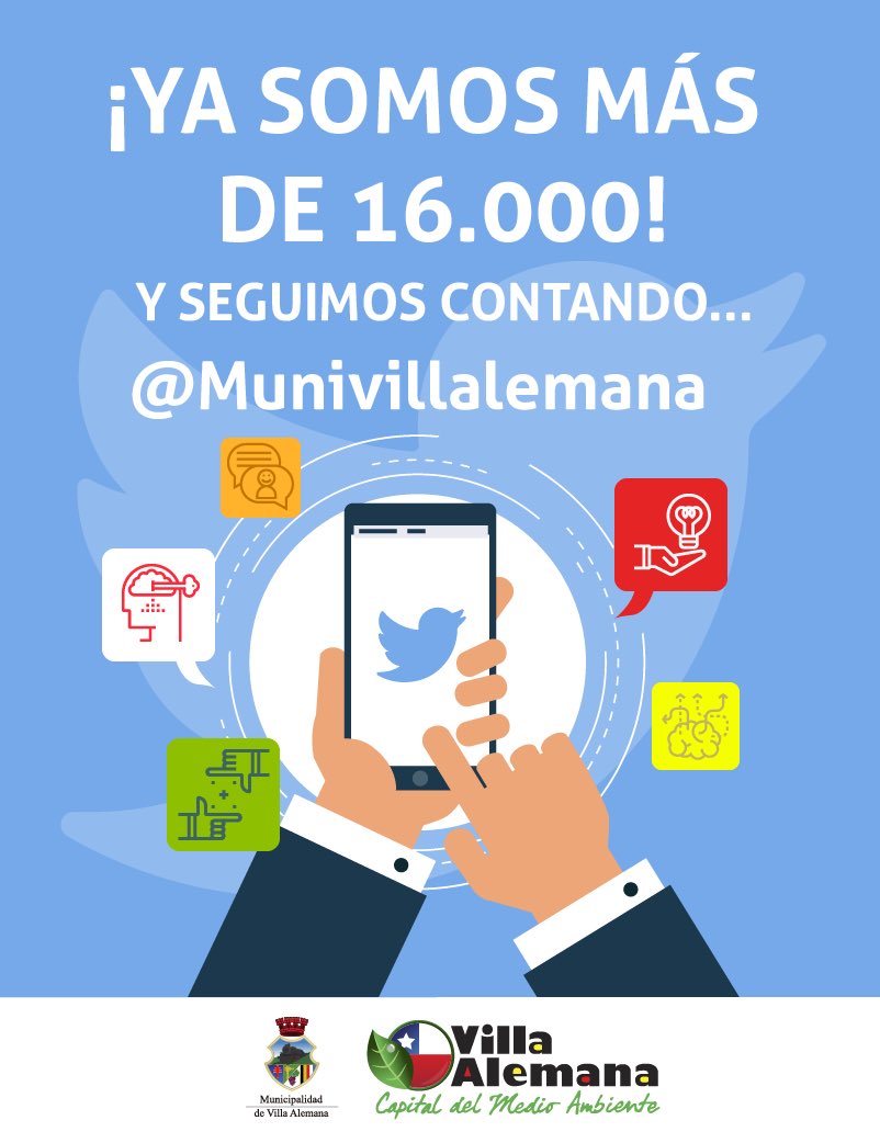 ¡¡¡YA SOMOS MÁS DE 16K!!!😁👏😍
¡Muchas gracias por seguirnos e informarte con nosotros! 
Twitter: <a href="/Munivillalemana/">Municipalidad de Villa Alemana</a>
