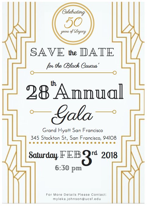 Save the date for the upcoming 28th Annual Black Caucus Gala! 
Stay tuned for more details.
