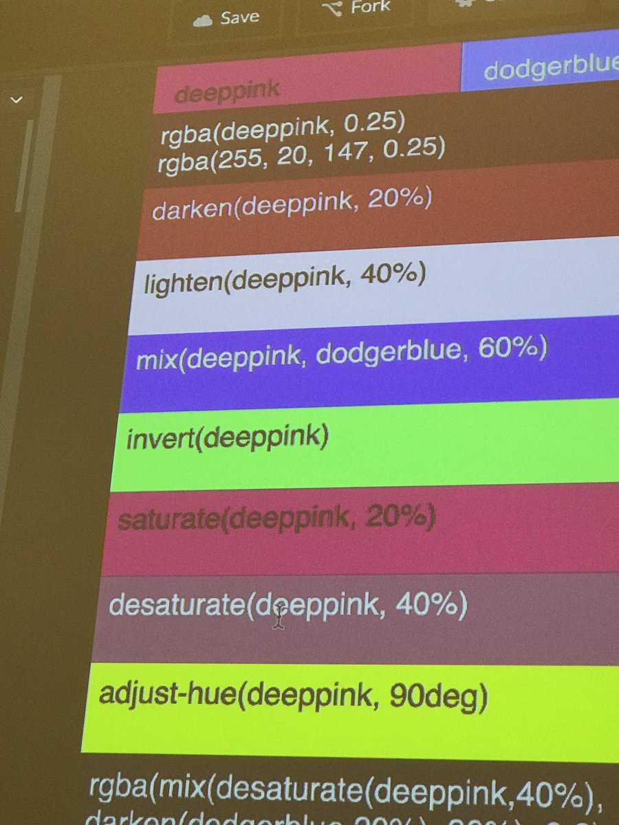 Brotrevor7's tweet image. If you wanted to know the inverse of deeppink, you would go to #codemash @catheraaine #ModernCSS