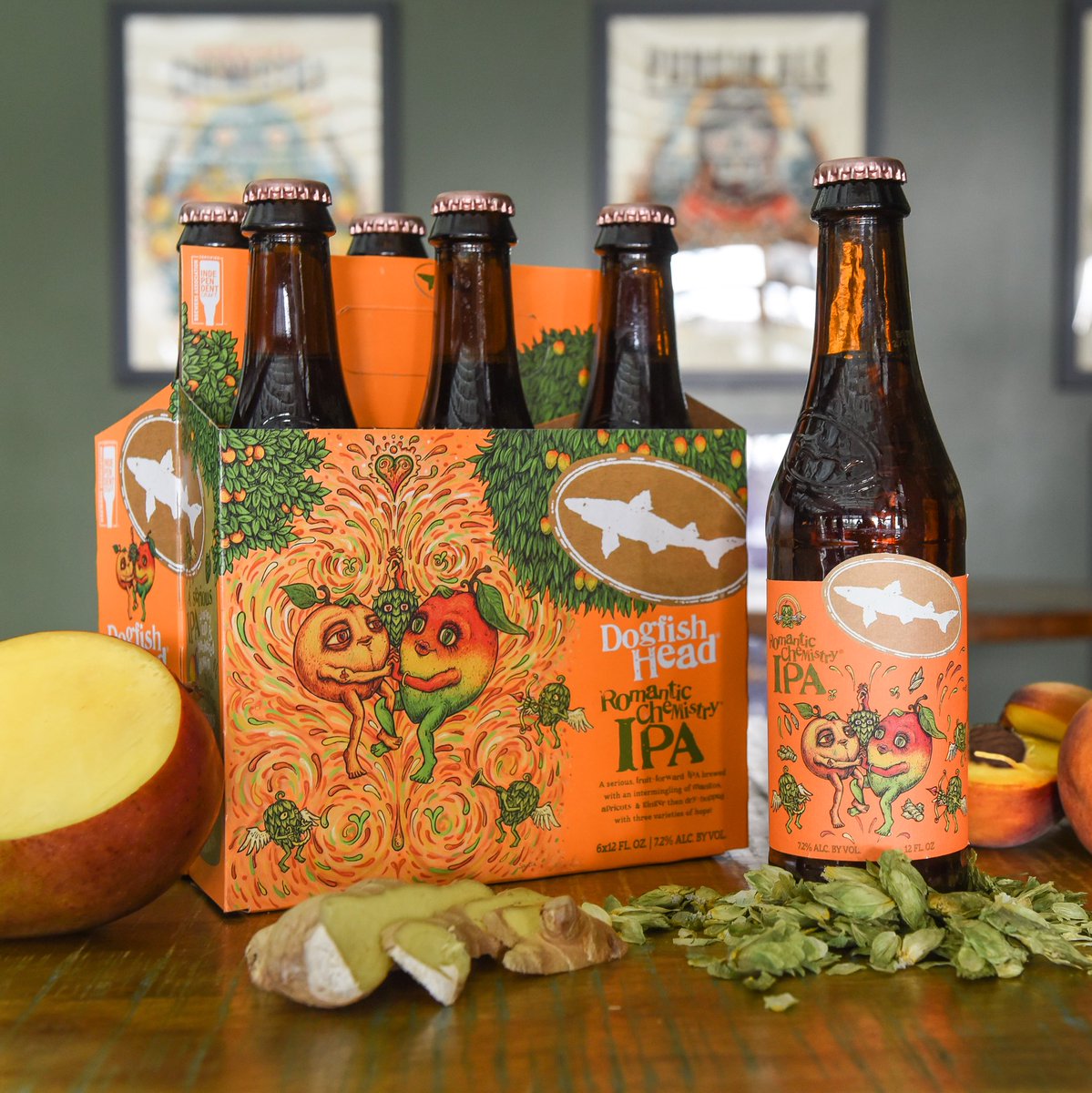 dogfishbeer's tweet photo. What you have here is a serious India Pale Ale shacking up &amp; hunkering down with mango and apricots ... at the same time! Romantic Chemistry IPA returns this Friday, Jan. 12 to both our Milton brewery &amp; Rehoboth brewpub! Shipping to wholesalers begins next week! 🍻 https://t.co/uey0xqIbSi
