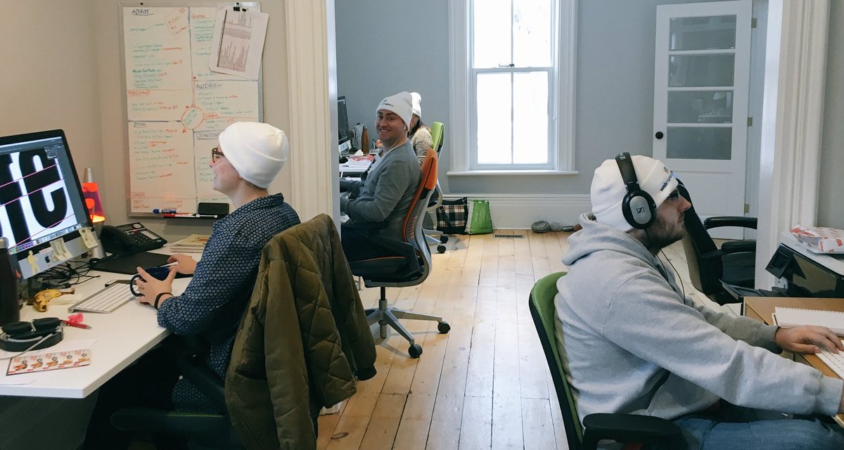 studioptbocre8v's tweet photo. When one of your awesome suppliers brings everyone toques... you try them on!
#trythemon #5hats #toques #toqueseason #graphicdesign #webdesign #designteam #ptbo #canada #ontario #kawarthas #storytelling #branding #smallbusiness #peterborough #kawarthas https://t.co/GEXJArHacP