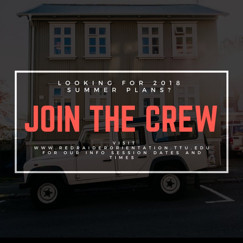 TexasTechRRO's tweet image. Can't wait to get everybody back on campus! When you do...JOIN THE CREW #RRO18 #WreckEm